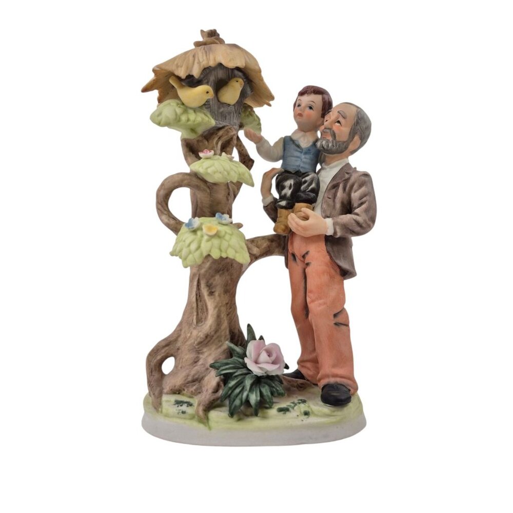 Vintage Lefton Figurine China Hand Painted Porcelain 07778 Grandfather Grandson
